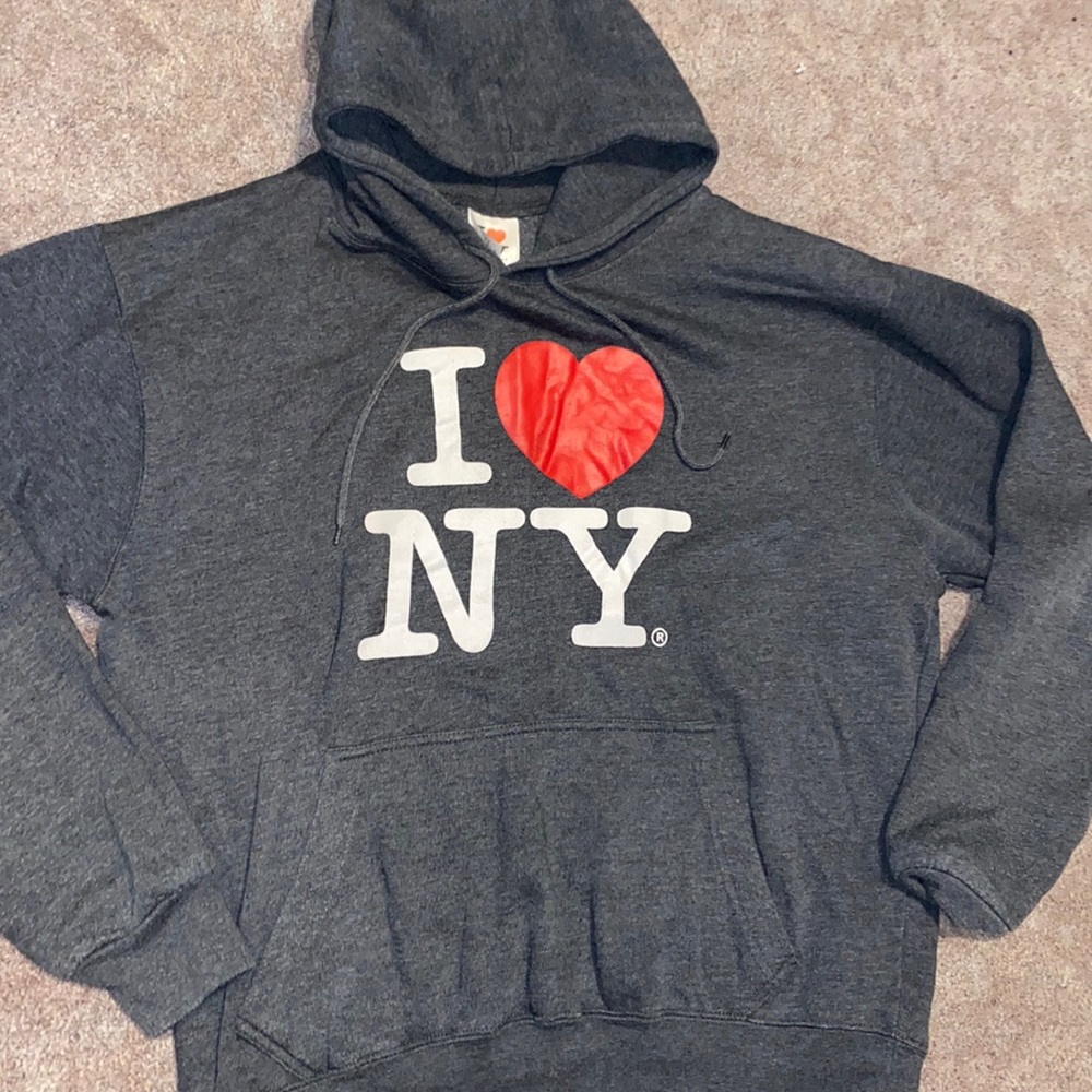 I heart NY hoodie. Gray size medium. Like new